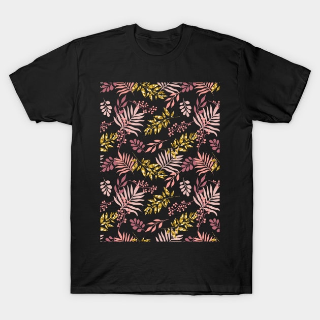 Leaf glittered pattern T-Shirt by Riczdodo